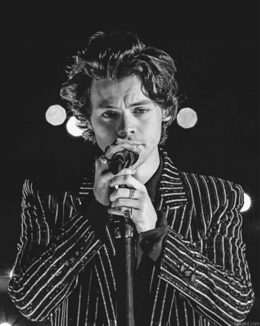 Black And White Harry Singing New Painting By Numberss.png