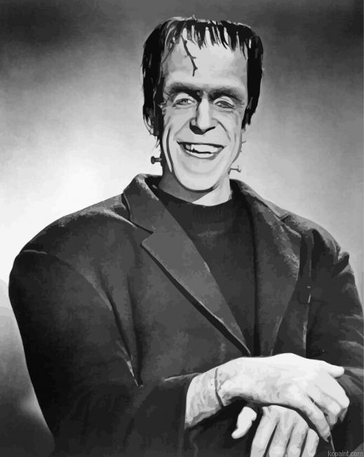 Black And White Herman Munster Paint By Numbers