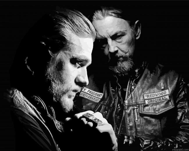 Black And White Jax And Chibs From Soa Painting By Numberss.png