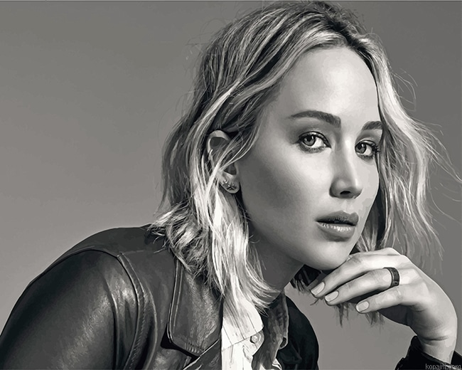 Black And White Jennifer Lawrence New Painting By Numberss.png