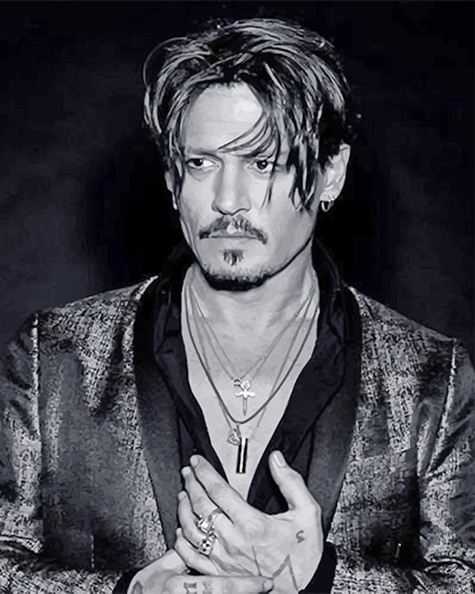 Black And White Johnny Depp New Painting By Numberss.png