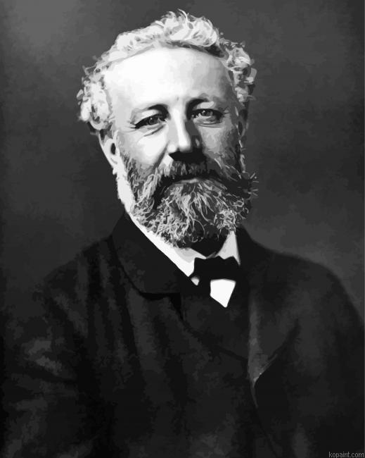 Black And White Jules Verne Paint By Numbers