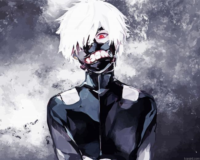 Black And White Ken Kaneki Painting By Numberss.png
