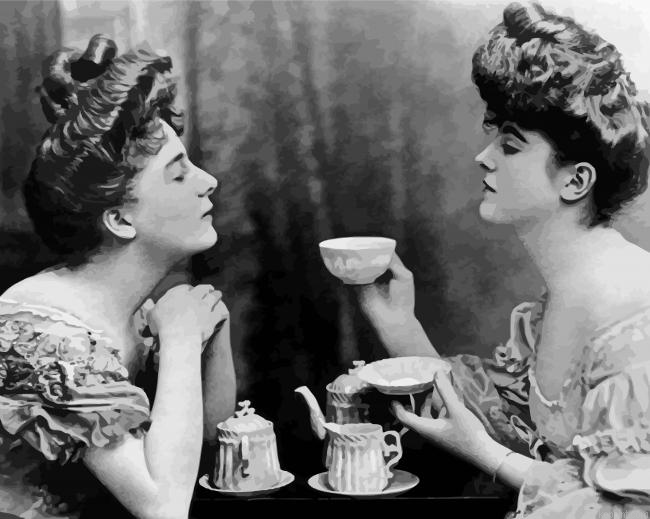 Black And White Ladies Having Tea Painting By Numberss.png
