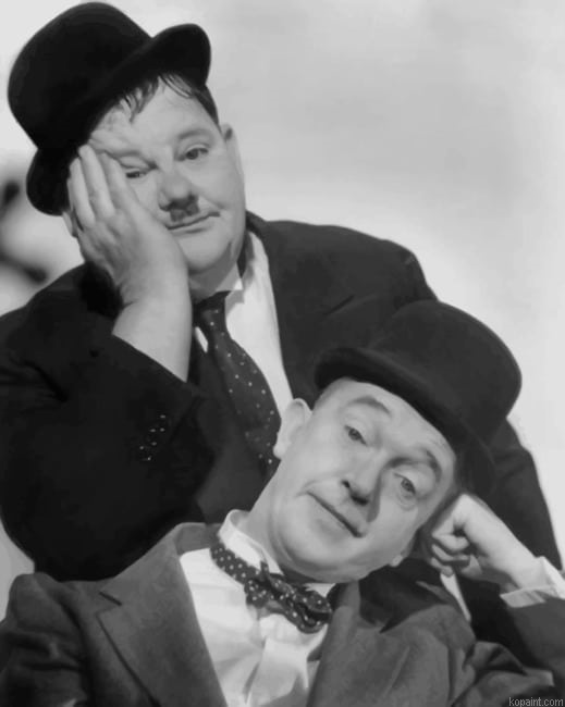 Black And White Laurel And Hardy New Painting By Numberss.png