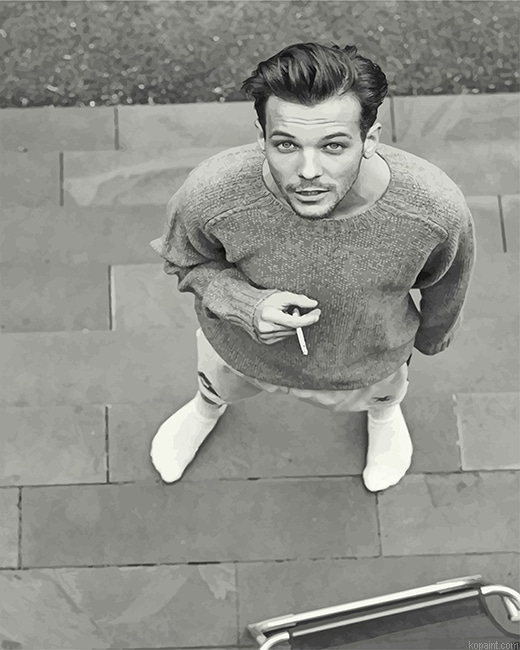 Black And White Louis Tomlinson New Painting By Numberss.png