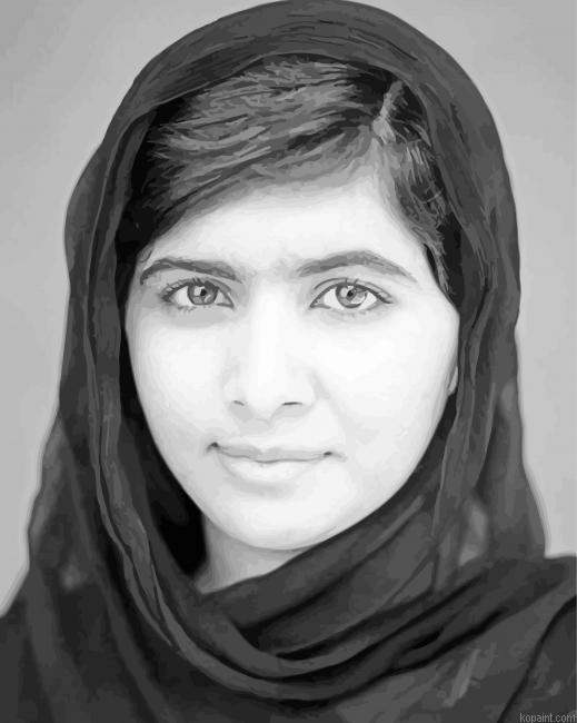 Black And White Malala Yousafzai Painting By Numberss.png
