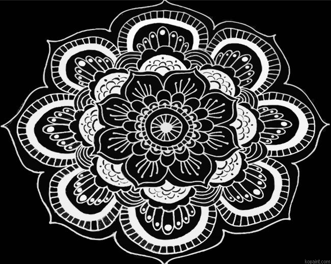 Black And White Mandala Art Painting By Numberss.png