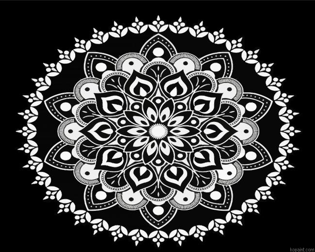 Black And White Mandala Painting By Numberss.png