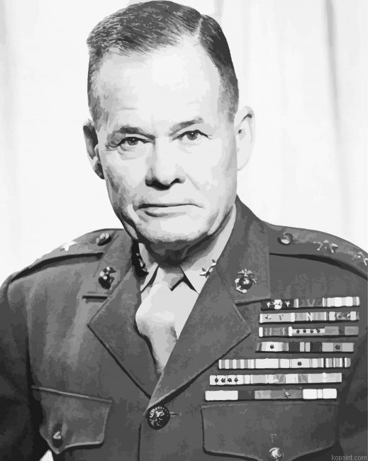 Black And White Marine Corps Officer Chesty Puller Painting By Numberss.png