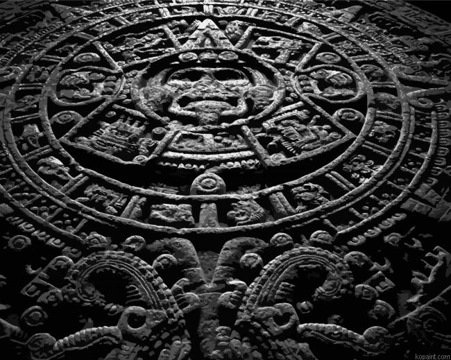 Black And White Mayan Calendar Painting By Numberss.png