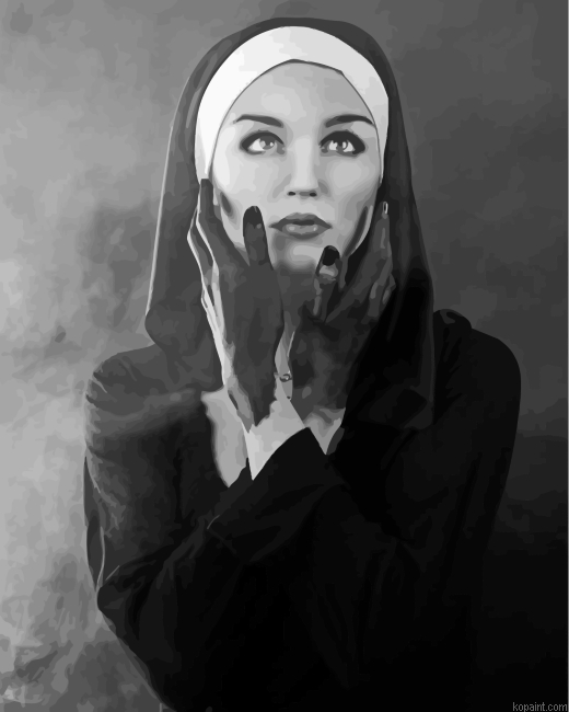 Black And White Nun Painting By Numberss.png