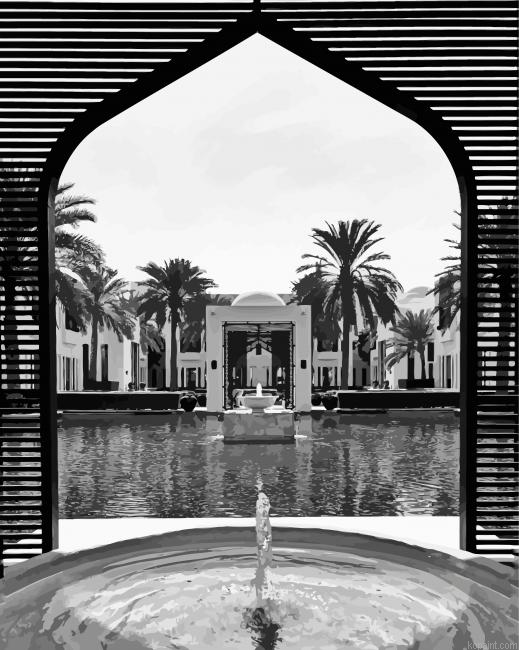 Black And White Oman Building Painting By Numberss.png