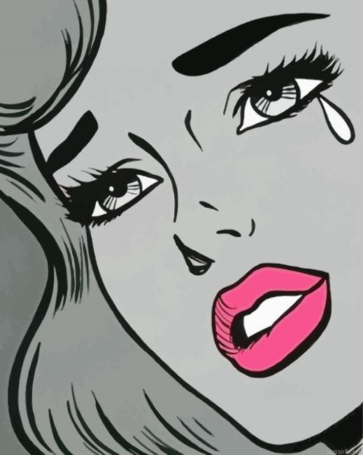 Black And White Pop Art Sad Girl Painting By Numberss.png