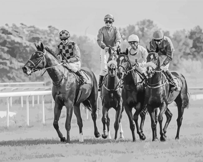 Black And White Race Horses Painting By Numberss.png