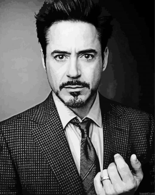 Black And White Robert Downey Jr Painting By Numberss.png