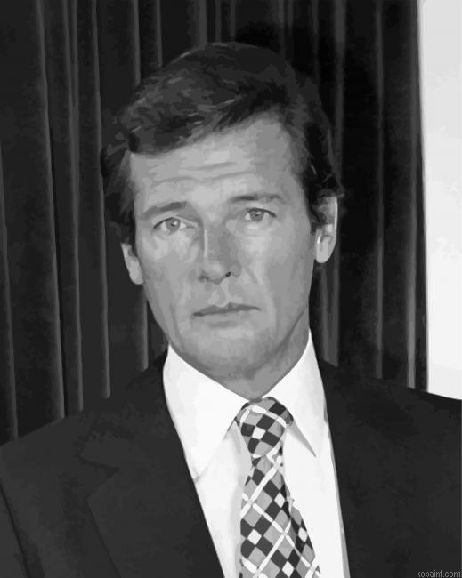 Black And White Roger Moore Painting By Numberss.png