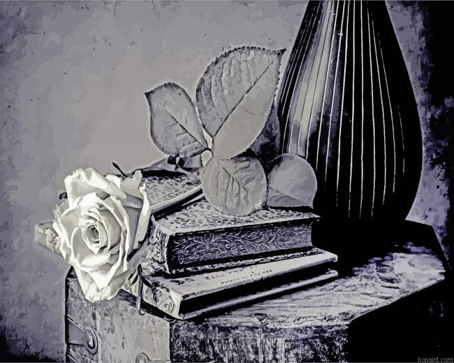 Black And White Rose Flower Painting By Numberss.png