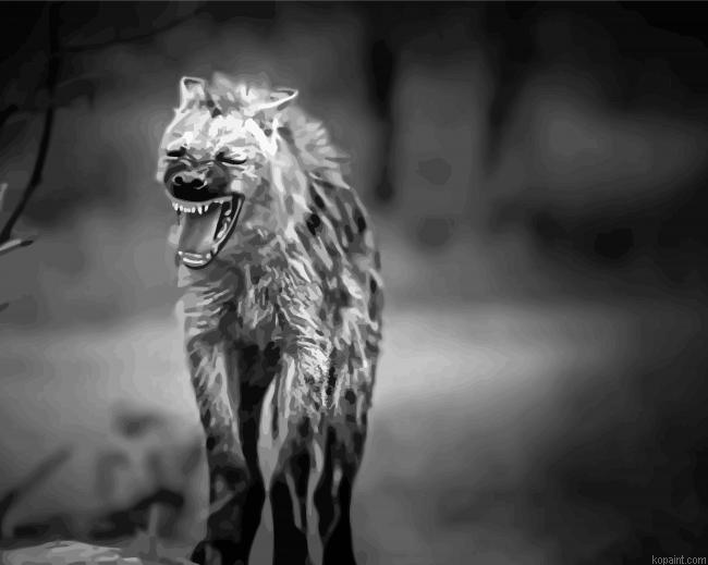 Black And White Spotted Hyena Painting By Numberss.png