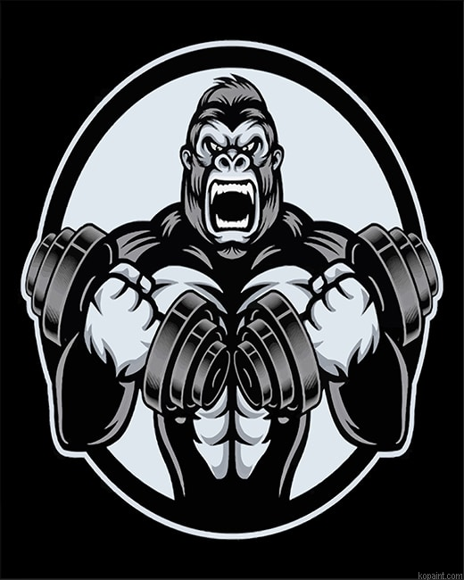 Black And White Strong Gorilla New Painting By Numberss.png