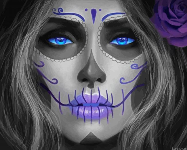 Black And White Suger Skull Painting By Numberss.png