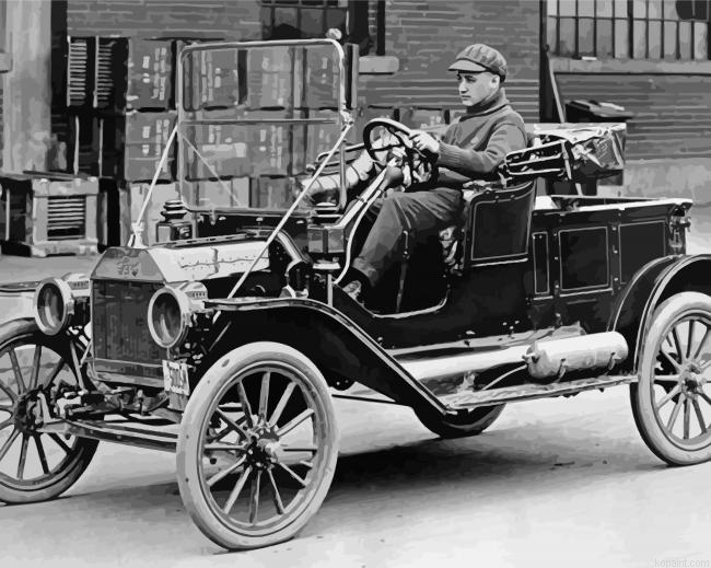 Black And White T Model Ford Painting By Numberss.png