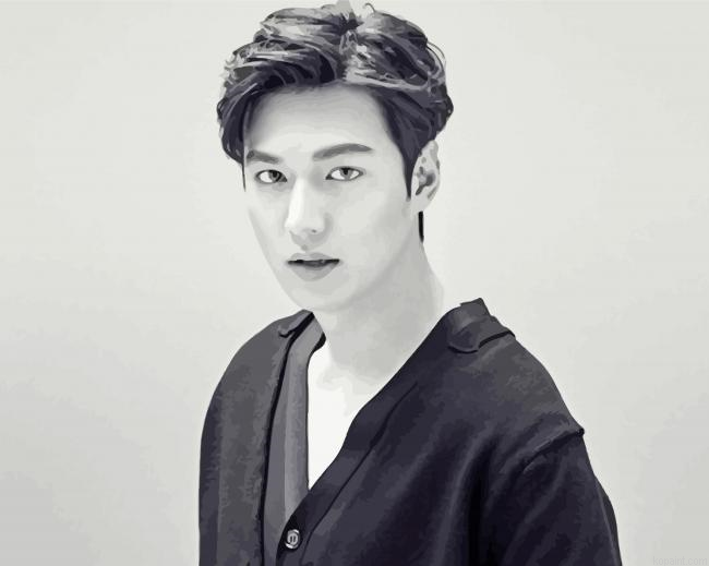 Black And White The Actor Lee Min Ho Painting By Numberss.png