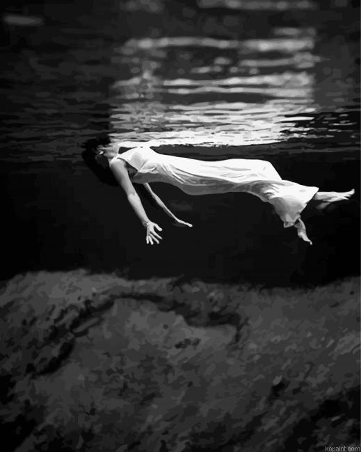 Black And White Woman In Water Painting By Numberss.png