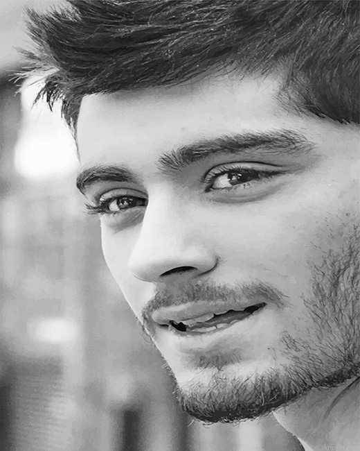 Black And White Zayn Malik New Painting By Numberss.png