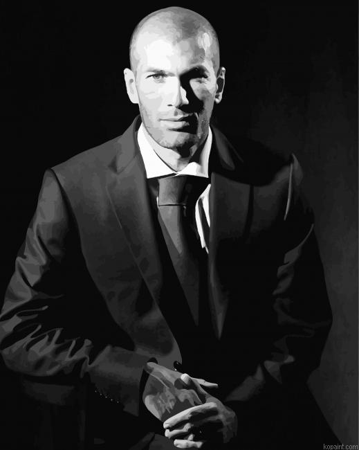 Black And White Zinedine Zidane Painting By Numberss.png