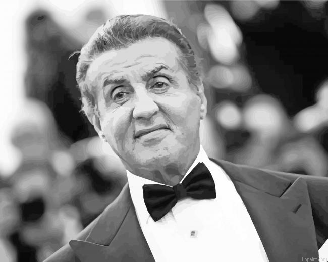 Black And white Stallone Sylvester Paint By Numbers