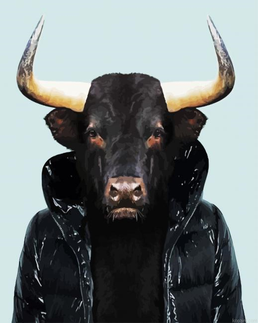 Black Bull Wearing A Jacket Paint By Numbers