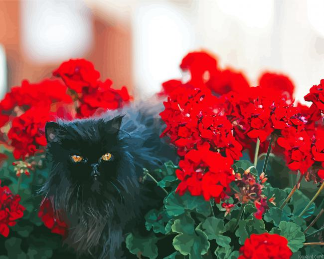 Black Cats And Flowers Painting By Numberss.png