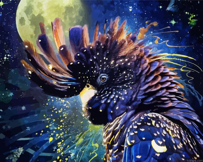 Black Cockatoo Bird Art Painting By Numberss.png