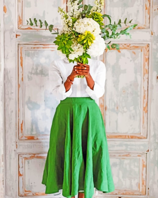 Black Girl Holding Flowers New Painting By Numberss.png