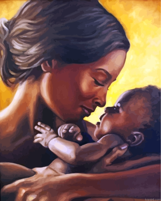 Black Mother And Child Painting By Numberss.png