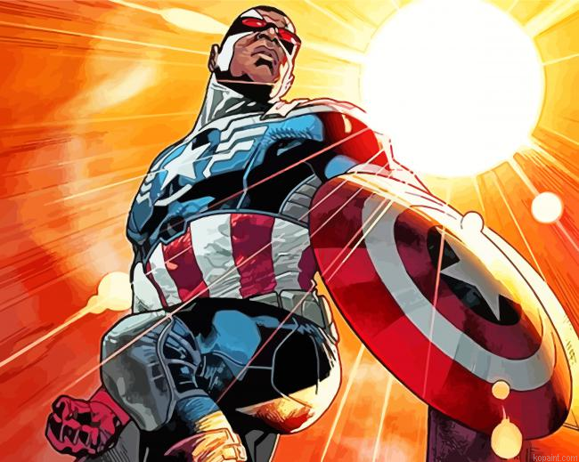 Black New Captain America Falcon Painting By Numberss.png