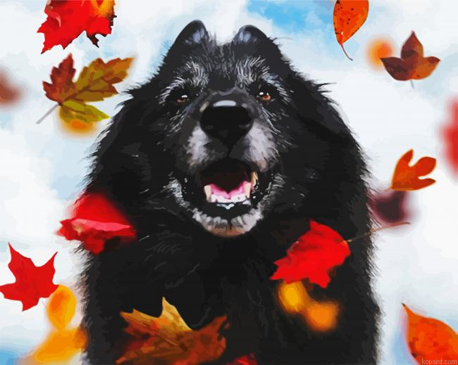 Black Tervuren And Leaves Painting By Numberss.png