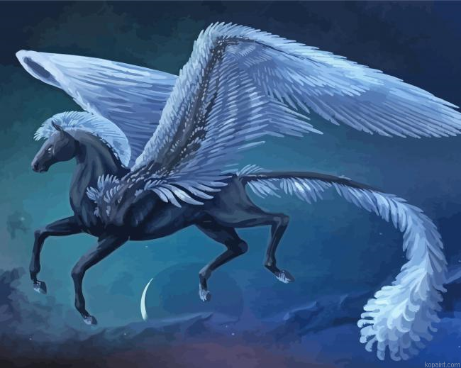 Black Winged Horse Painting By Numberss.png