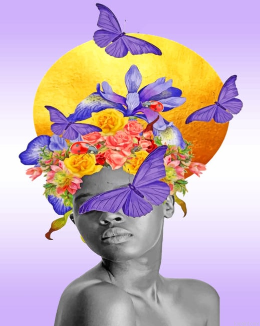 Black Woman And Butterflies Paint By Numbers