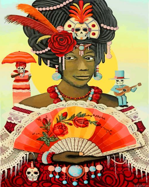 Black Woman And Skulls Painting By Numberss.png