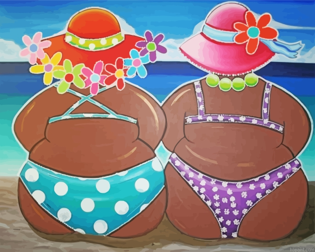 Black Women On The Beach Painting By Numberss.png
