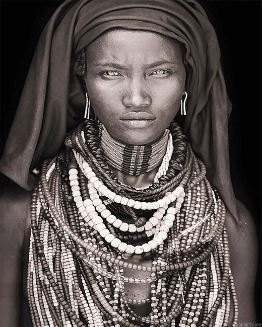 Black And White African Woman New Painting By Numberss.png