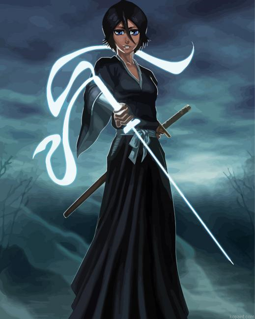 Bleach Anime Rukia Kuchiki Painting By Numberss.png