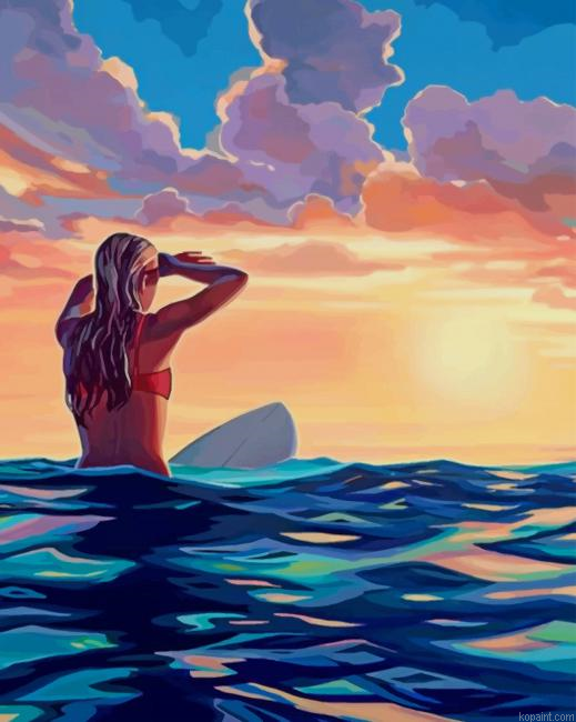 Blondy Surfer Girl New Painting By Numberss.png