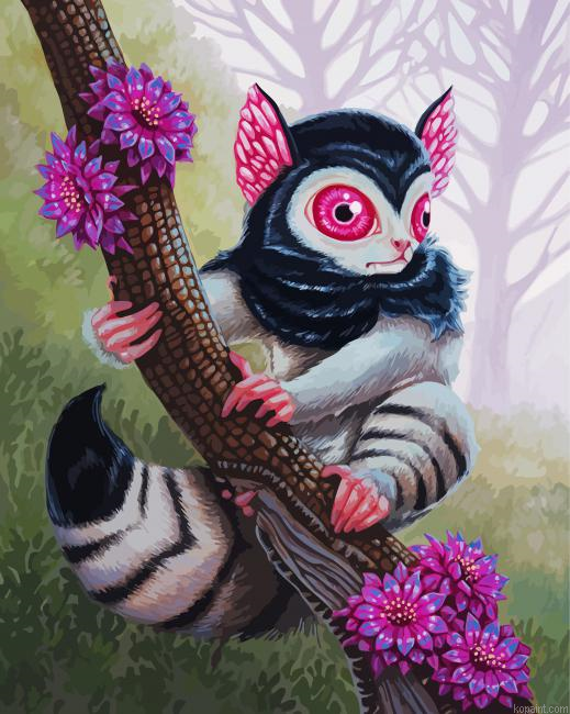 Blood Eyed Lemur Paint By Numbers