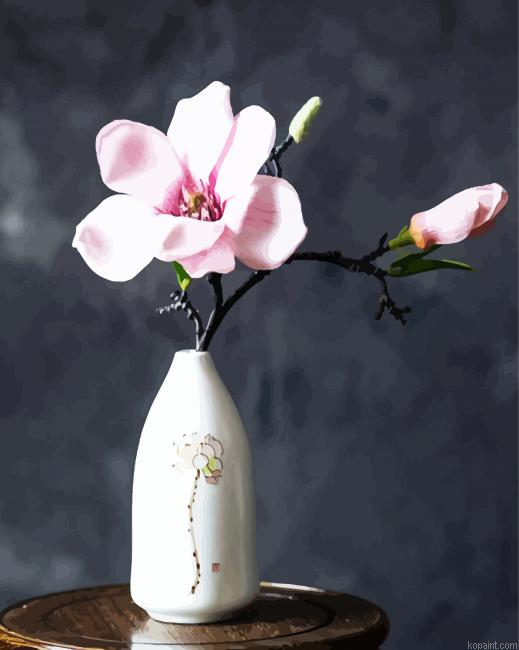 Blooming Magnolias In Vase Paint By Numbers