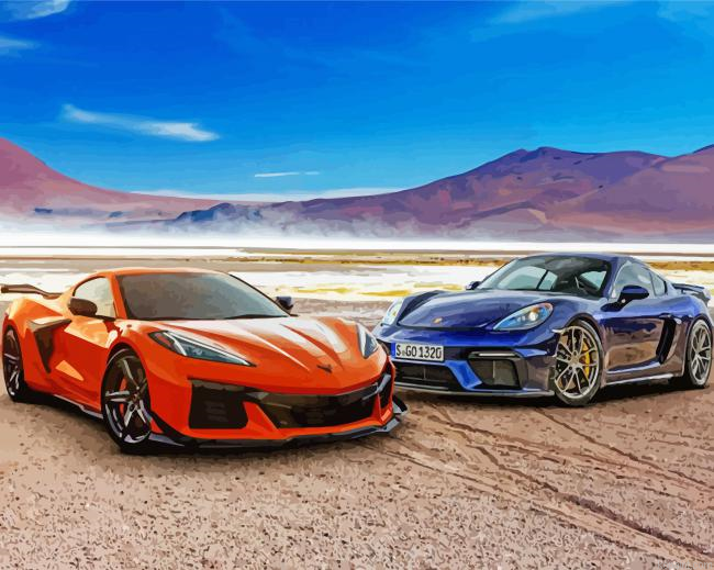 Blue And Orange Chevrolet Corvette Painting By Numberss.png