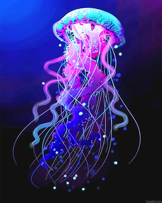 Blue And Purple Jellyfish New Painting By Numberss.png