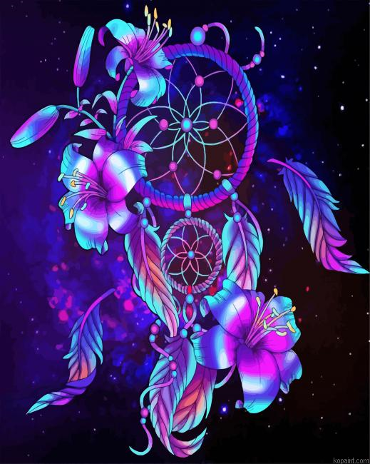 Blue And Violet Dream Catcher Paint By Numbers.png